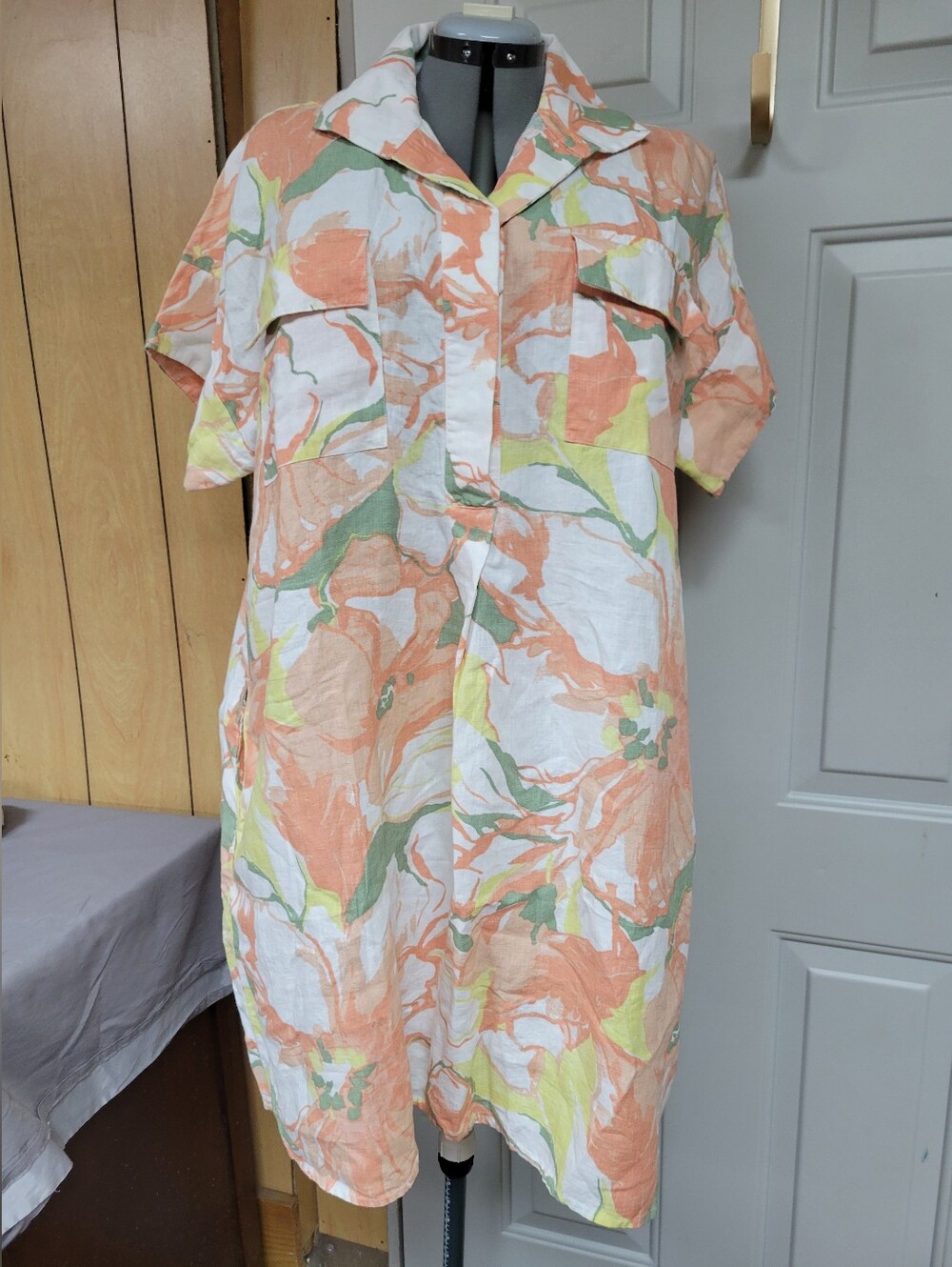 Chico's Floral Linen Shirt Dress